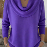 Women's Soft and Elegant Solid Color Ruffled Collar Sweater Top