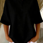 Casual Waffle Henry Collar Sweatshirt