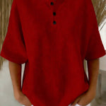 Casual Waffle Henry Collar Sweatshirt