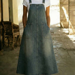 Women's casual loose denim suspender dress