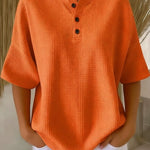 Casual Waffle Henry Collar Sweatshirt