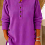 Women's Solid Color Crew Neck Long Sleeve Casual Loose Knit Pullover